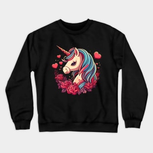 Valentines Unicorn Love Crewneck Sweatshirt